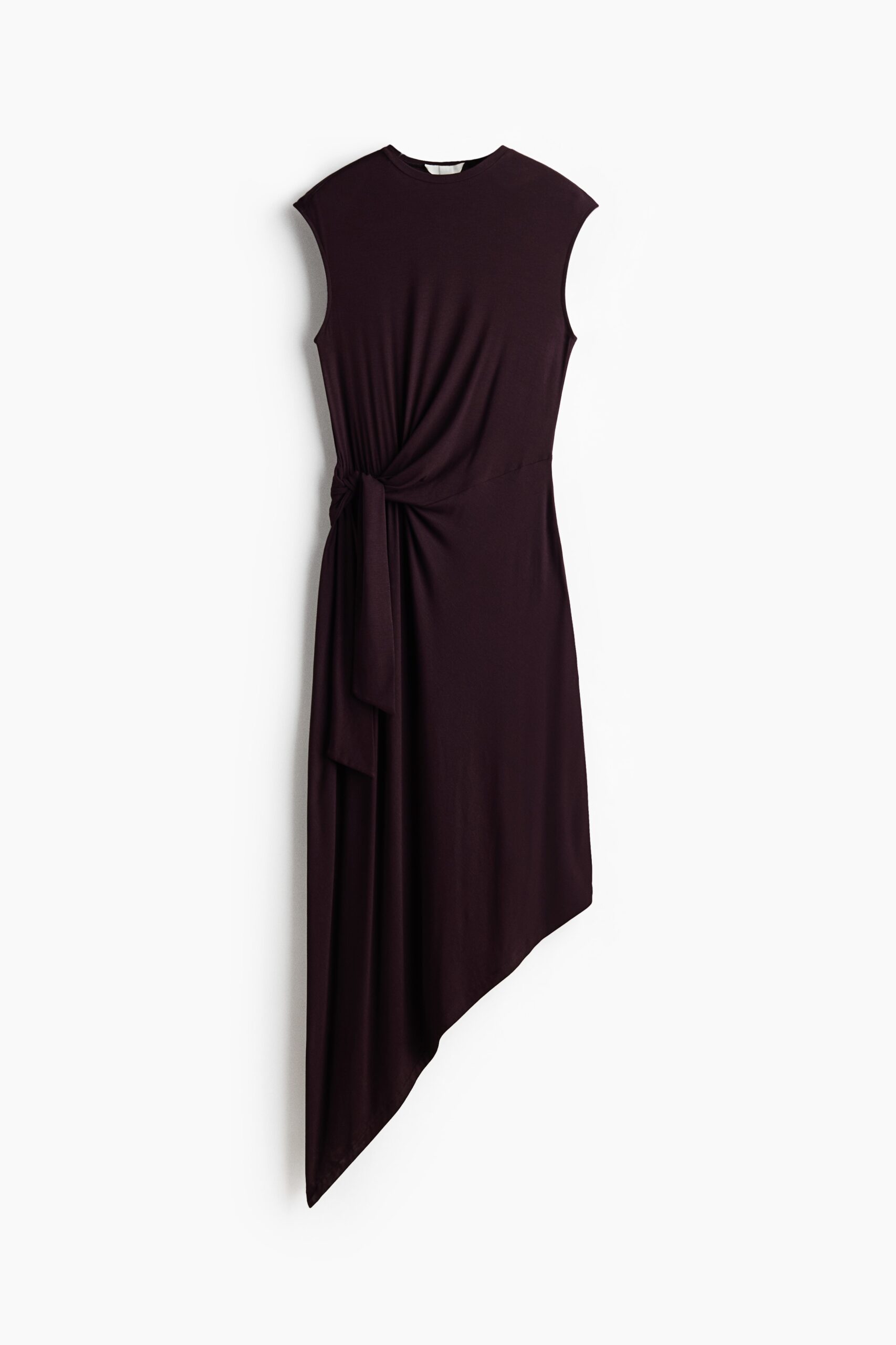 H & M - Asymmetrische jurk met strikdetail - Donker Pruimenpaars