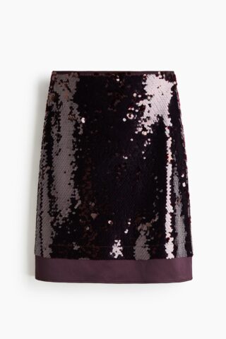 H & M - Rok met pailletten - Bordeauxrood