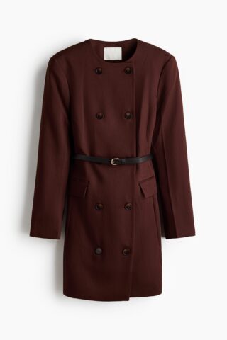 H & M - Double-breasted blazerjurk - Donker Roestbruin