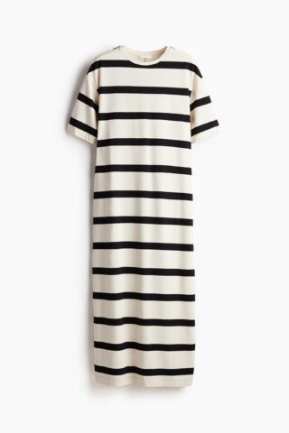 H & M - T-shirtjurk - Lichtbeige/Gestreept