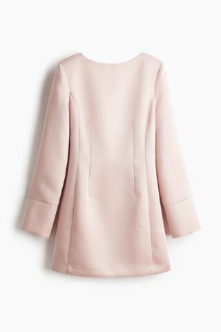 H & M - Deep-back satijnen jurk - Poederroze
