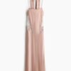 H & M - Satijnen jurk met kanten details en sjaal - Dusty Beige/Wit