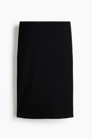 H & M - Geribde rok van viscose - Zwart