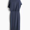 H & M - Asymmetrische gedrapeerde jurk - Donkerblauw