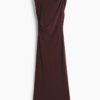 H & M - Tricot jurk met gedrapeerd detail - Donkerbruin