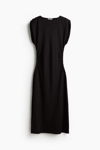 H & M - Tricot jurk met boothals - Zwart