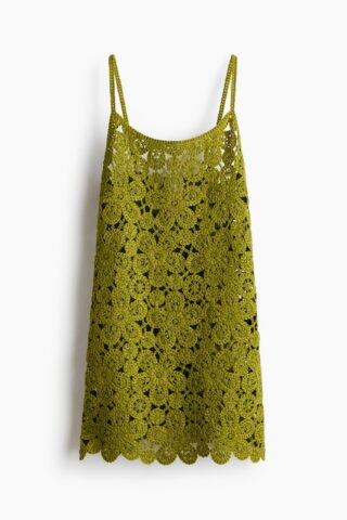 H & M - Mini-jurk met gehaakte look - Olijfgroen
