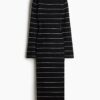 H & M - Ribgebreide bodyconjurk - Zwart/Gestreept
