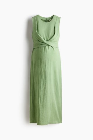H & M - MAMA Voedingsjurk met strik - Groen