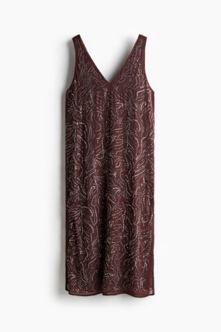 H & M - Jurk met stras - Bordeauxrood