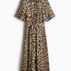H & M - Overhemdjurk met strikceintuur - Beige/Luipaarddessin