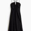 H & M - Gedrapeerde halterjurk - Zwart