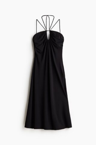 H & M - Gedrapeerde halterjurk - Zwart