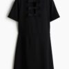 H & M - Tricot jurk met strikjes - Zwart