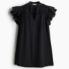 H & M - Jurk met volantmouwtjes - Zwart