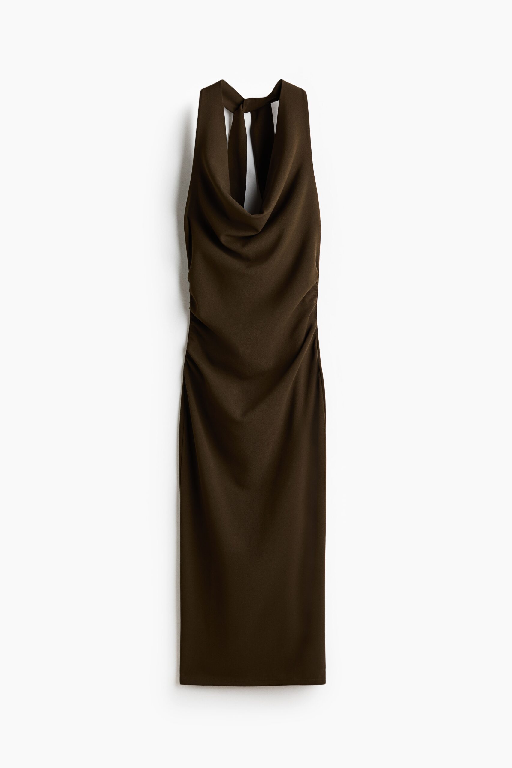 H & M - Gedrapeerde halterjurk - Donker Kakigroen