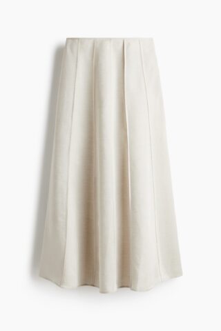 H & M - Uitlopende rok van linnenmix - Lichtbeige