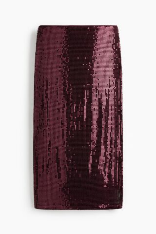 H & M - Rok met pailletten - Bordeauxrood