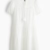 H & M - Jurk van crinkletricot - Wit