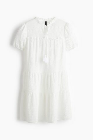 H & M - Jurk van crinkletricot - Wit