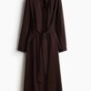 H & M - Jurk met strikceintuur - Donkerbruin