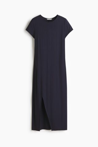 H & M - Halflange T-shirtjurk - Marineblauw
