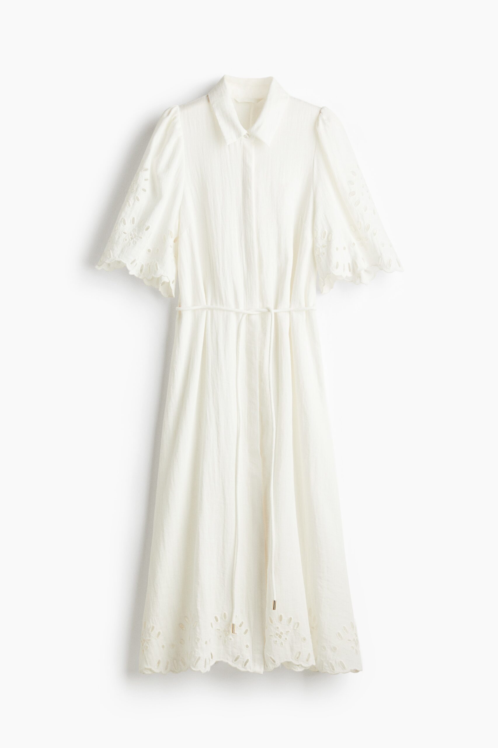 H & M - Overhemdjurk met broderie anglaise - Wit H & M - Overhemdjurk met broderie anglaise - Wit