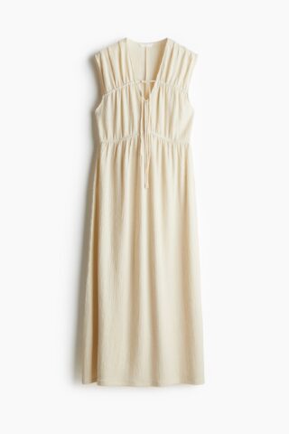 H & M - Jurk met strikbandjes - Lichtbeige