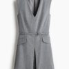 H & M - Jurk met ceintuur - Grijs Gemêleerd