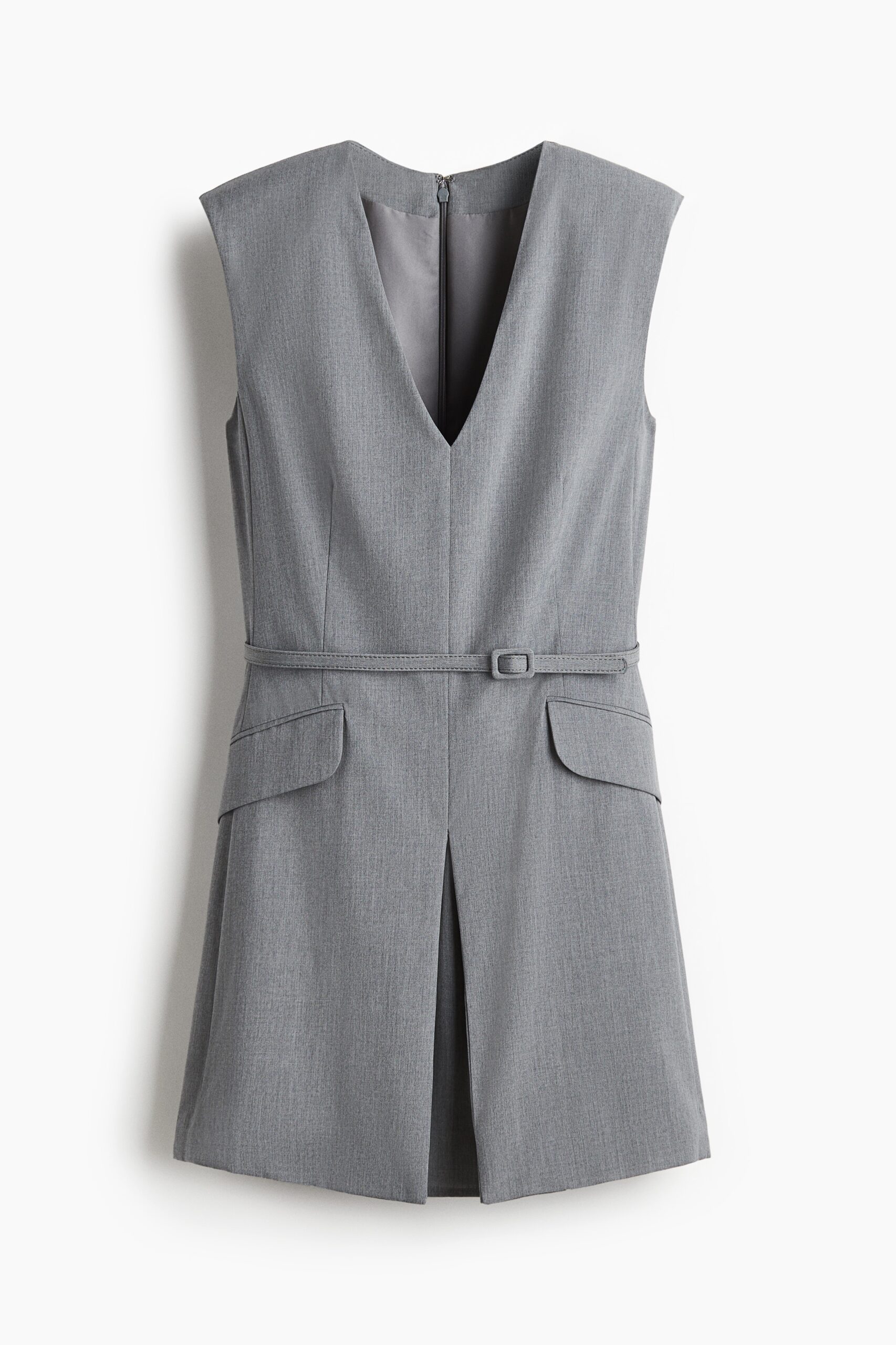 H & M - Jurk met ceintuur - Grijs Gemêleerd