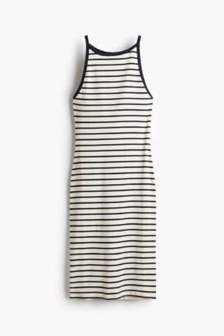 H & M - Katoenen bodyconjurk - Roomwit/Gestreept