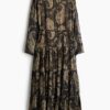 H & M - Jurk van chiffon - Zwart/Paisleydessin