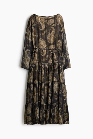 H & M - Jurk van chiffon - Zwart/Paisleydessin