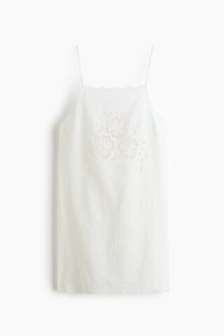 H & M - Katoenen strandjurk met broderie anglaise - Ivoorwit