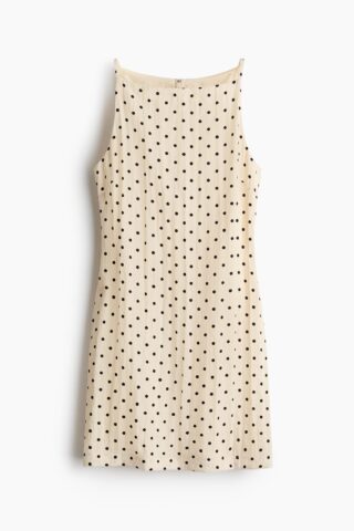 H & M - Mouwloze jurk - Lichtbeige/Polkadot