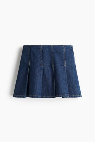 H & M - Plissérok - Donker Denimblauw