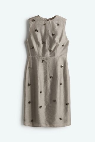 H & M - Gedecoreerde kokerjurk - Grijs