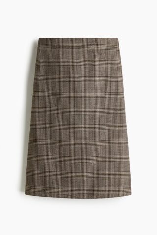 H & M - Midirok - Beige/Geruit