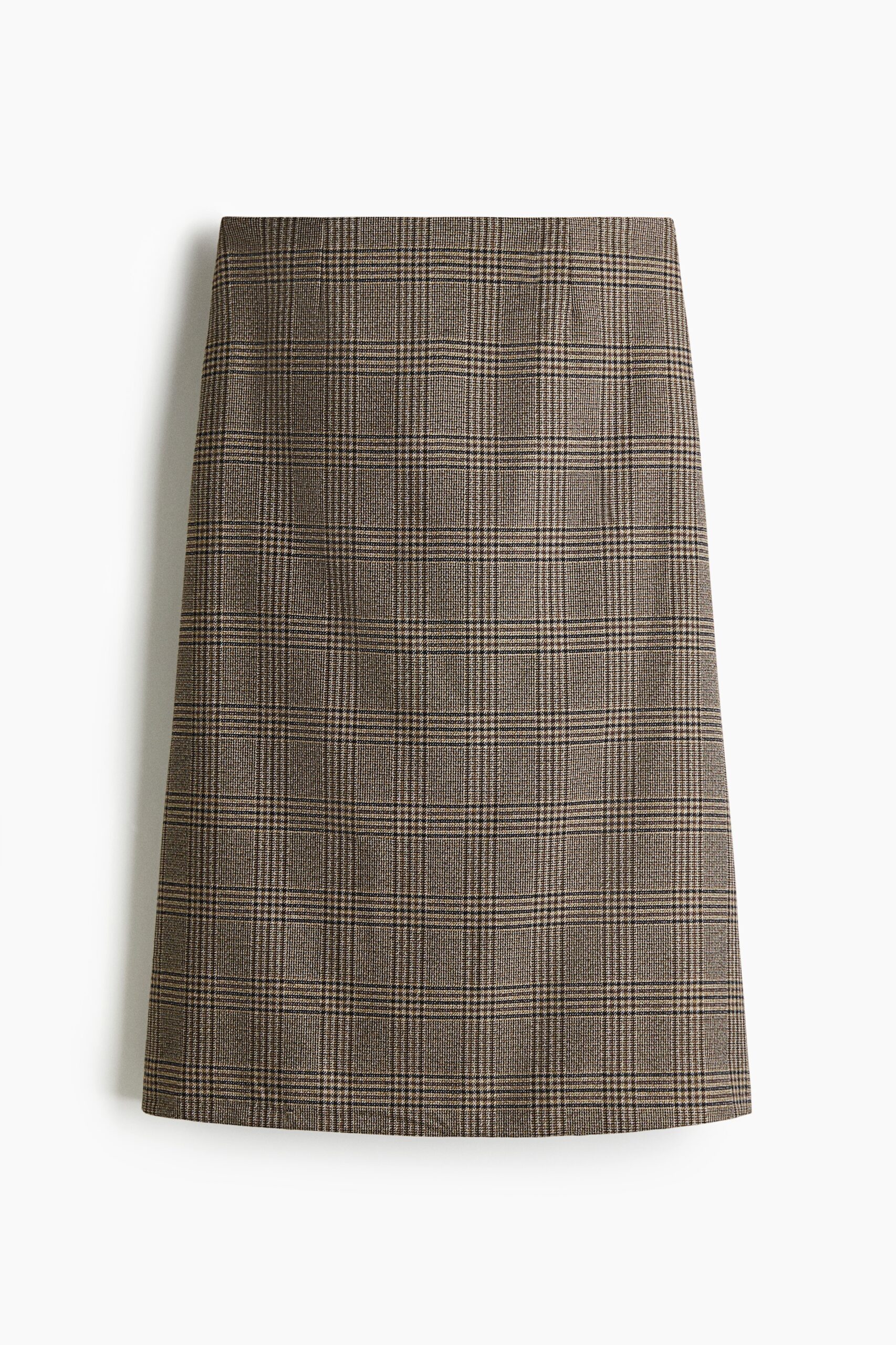 H & M - Midirok - Beige/Geruit