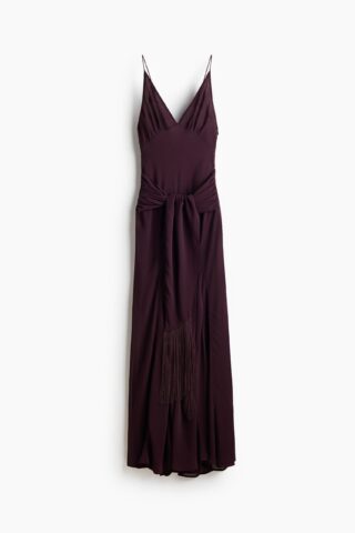 H & M - Strappy jurk met drapering - Donkerpaars