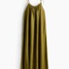 H & M - Maxi-jurk met strikbandjes - Olijfgroen
