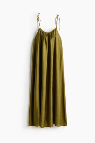 H & M - Maxi-jurk met strikbandjes - Olijfgroen