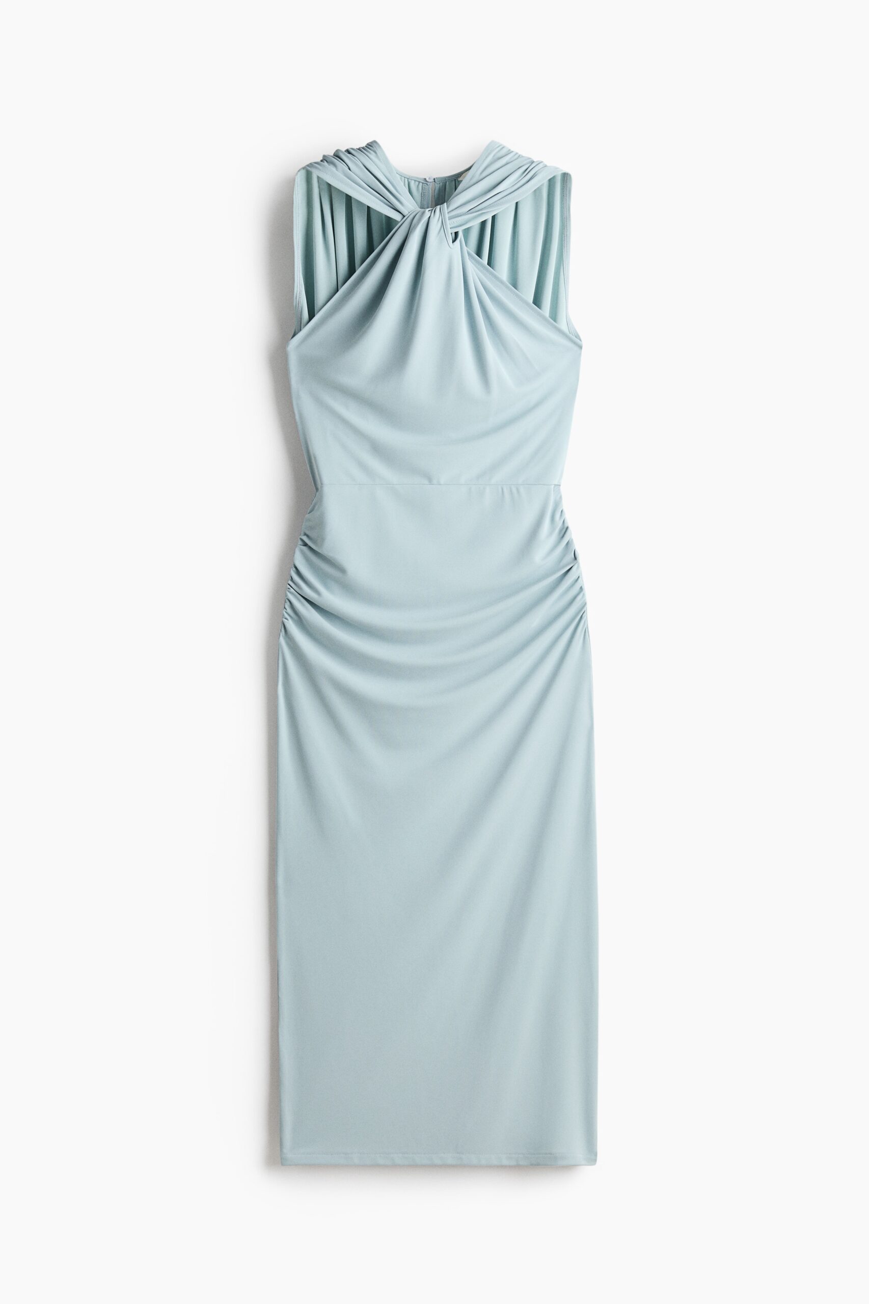 H & M - Gedrapeerde tricot jurk - Dusty Lichtturkoois