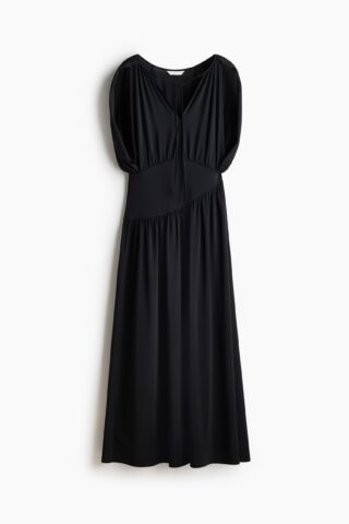 H & M - Tricot jurk met capedetail - Zwart