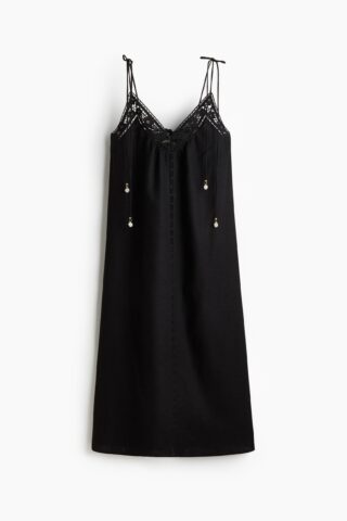 H & M - Jurk met broderie anglaise - Zwart