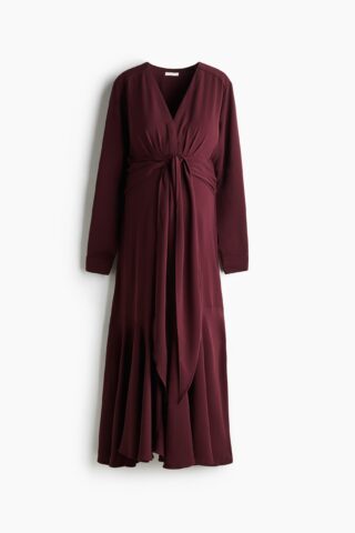 H & M - MAMA Jurk met geknoopt detail - Bordeauxrood