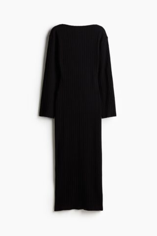 H & M - Hole-patterned maxi dress - Zwart