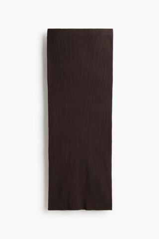 H & M - Ribgebreide rok - Donkerbruin