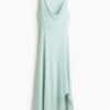 H & M - Asymmetrische jurk met watervalhals - Lichtturkoois