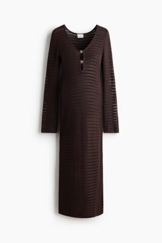 H & M - MAMA Jurk met gehaakte look - Donkerbruin